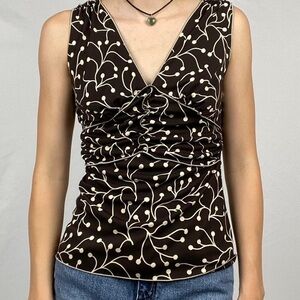 Max Studio Brown and Cream Patterned Tank Top